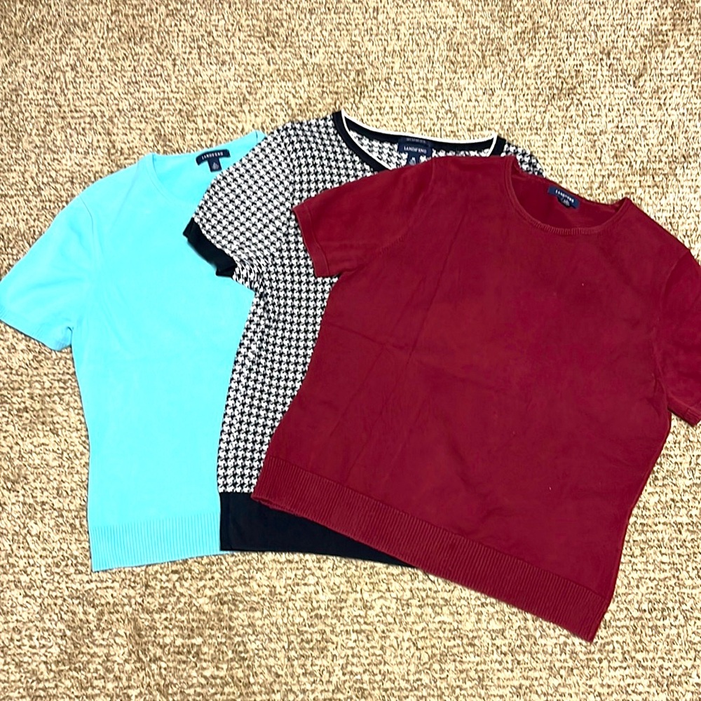 Lands’ End women’s short sleeve sweater tops